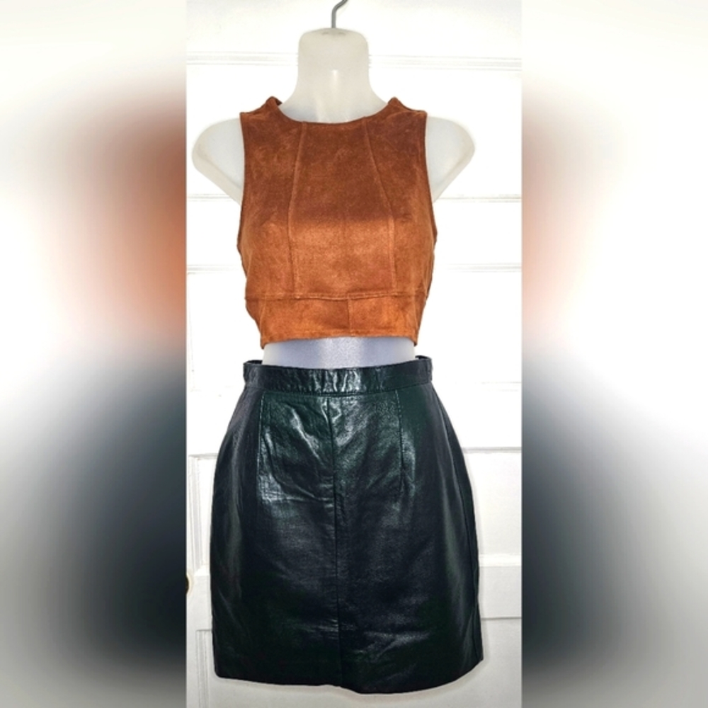 Bagatelle Vintage Hunter Green Leather Skirt Size Vintage 8